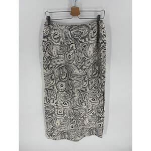 Ann Taylor Black White Paisley Print Midi Skirt Womens Size 10‎